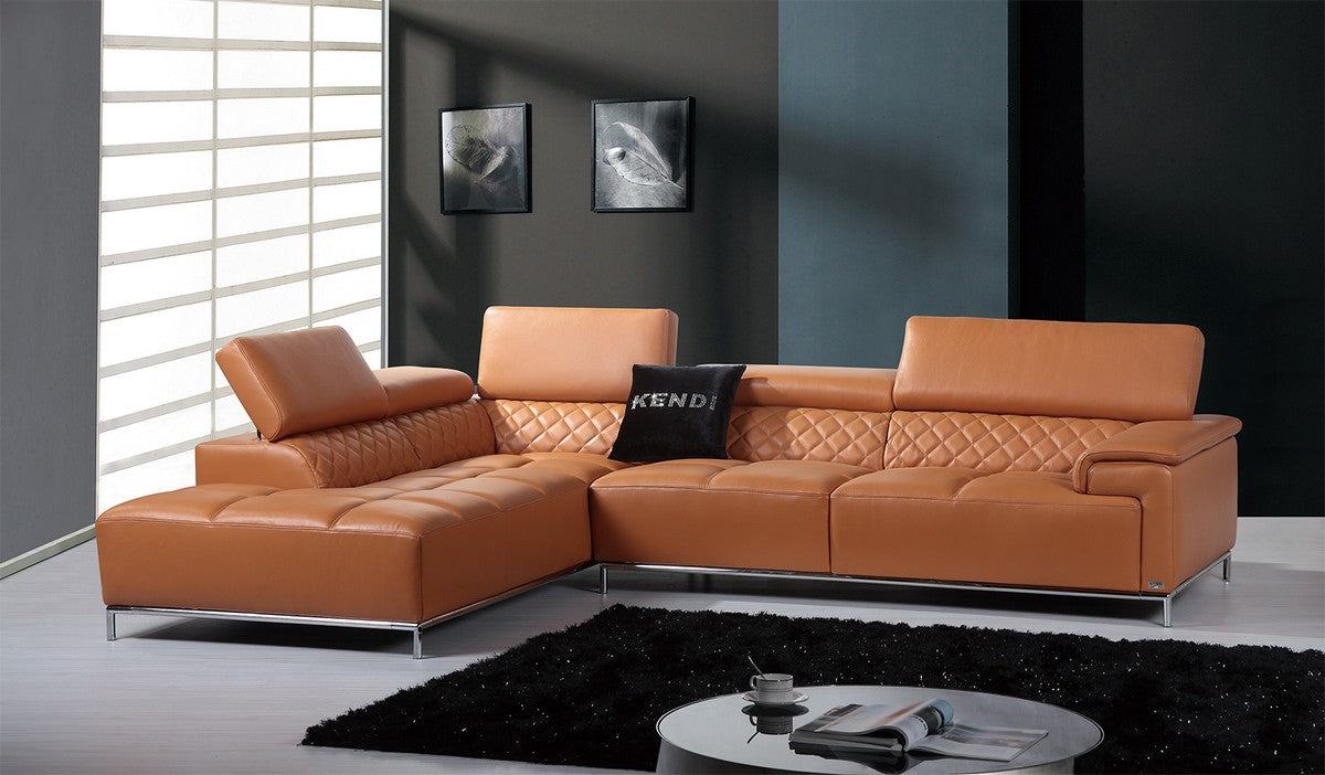 VIG Furniture Divani Casa Citadel Orange Italian Leather Left Sectional Sofa