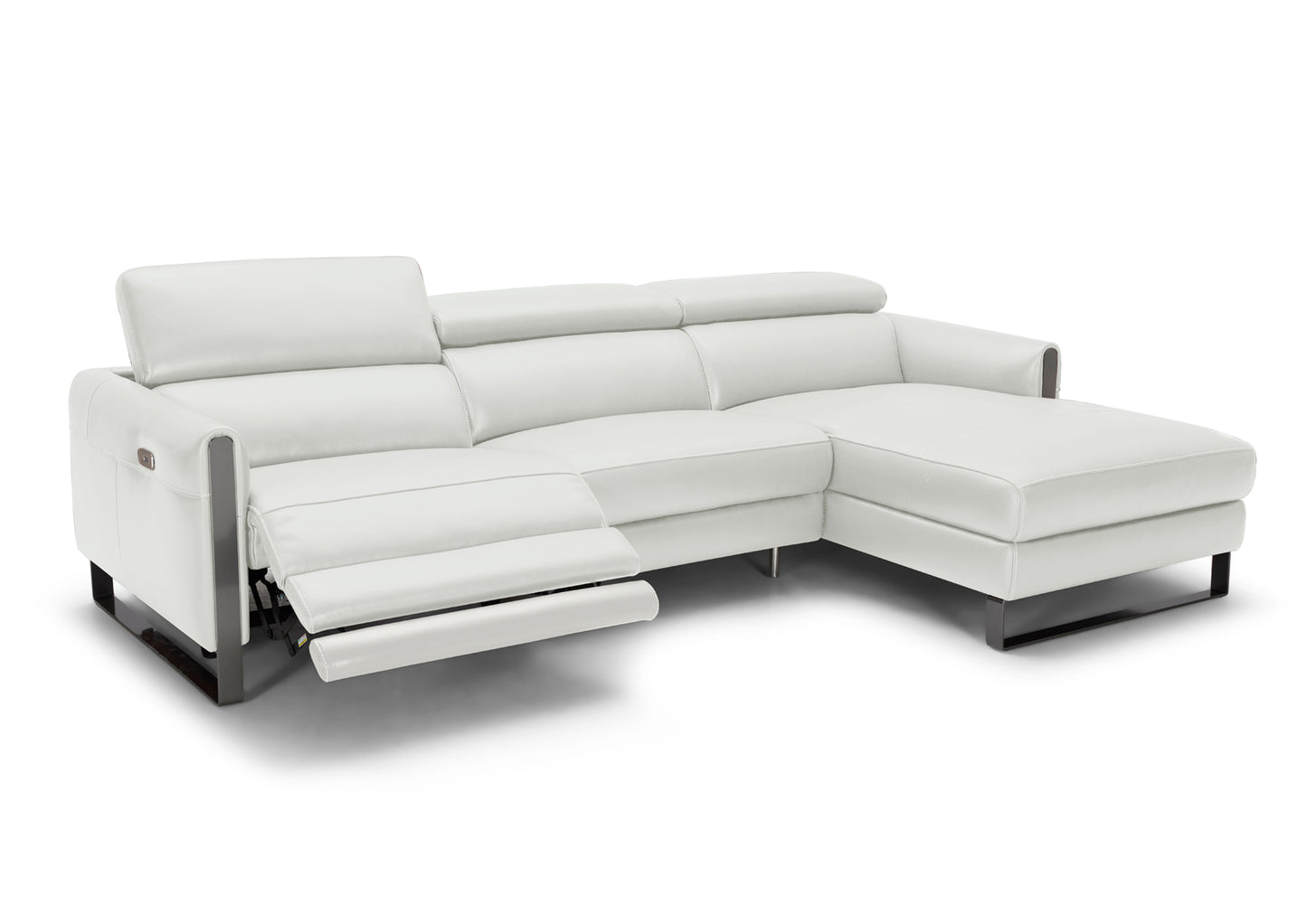 Vella Leather Sectional Sofa Light Grey RHF by JM