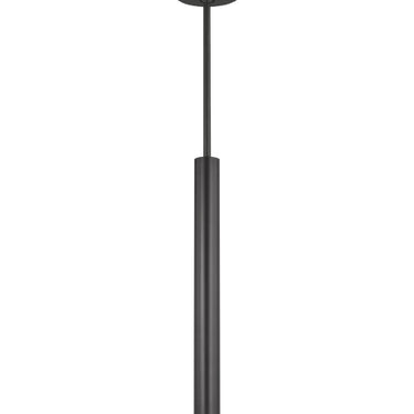 Architectural dark bronze mini pipe light, residential dining.