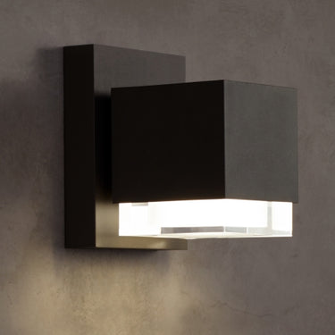Contemporary outdoor wall sconce with warm white LED for garage or porch lighting