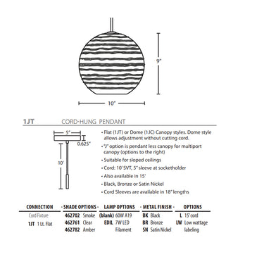 Besa Lighting Wave 10 Pendant Light