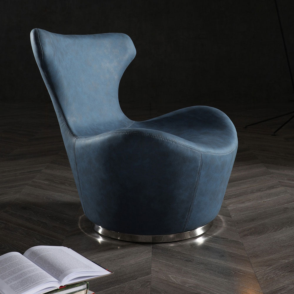 Easton Swivel Leisure Chair Blue by Whiteline