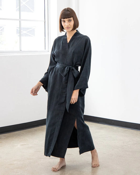 niLuu Women's Kimono Robe Noir