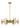 Wythe 30 inch LED chandelier, natural brass finish, cast glass shades, modern industrial design