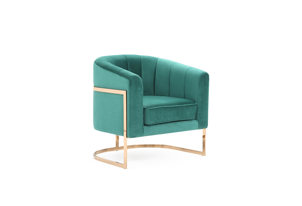 VIG Furniture Modrest Trask Green Velvet Rosegold Accent Chair
