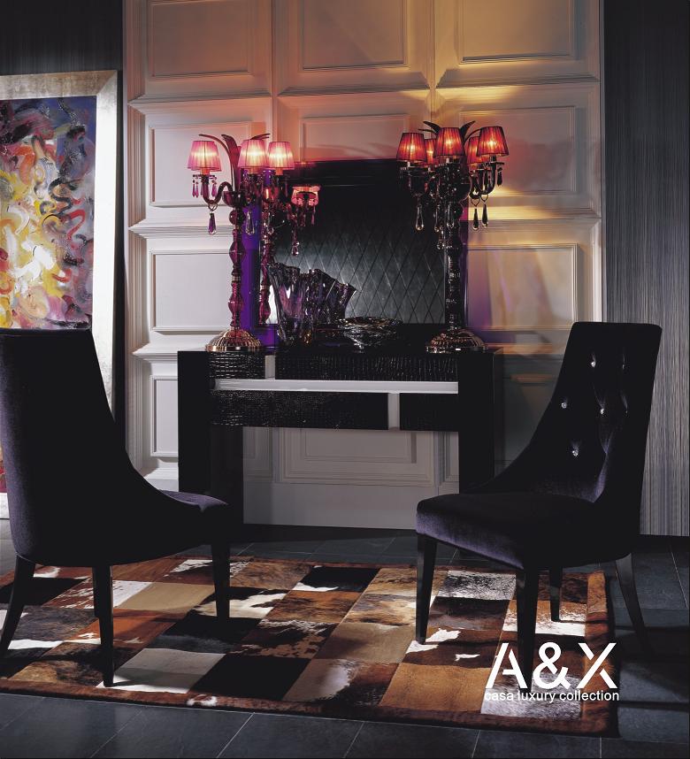 VIG Furniture AX Charlotte Black Velour Dining Chair Set of 2