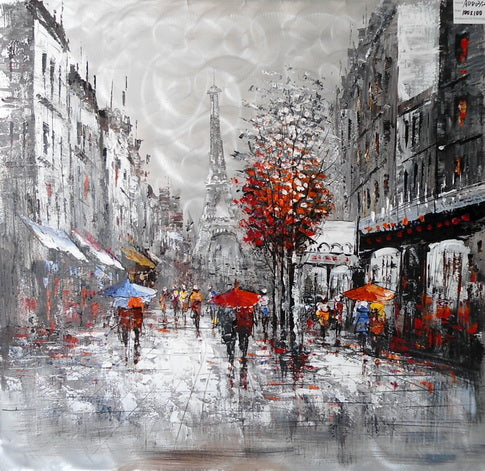 VIG Furniture Modrest Raining In Paris Oil Painting