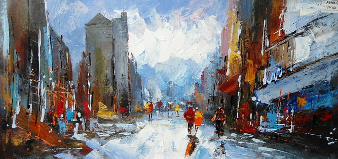 VIG Furniture Modrest Abstract City Oil Painting