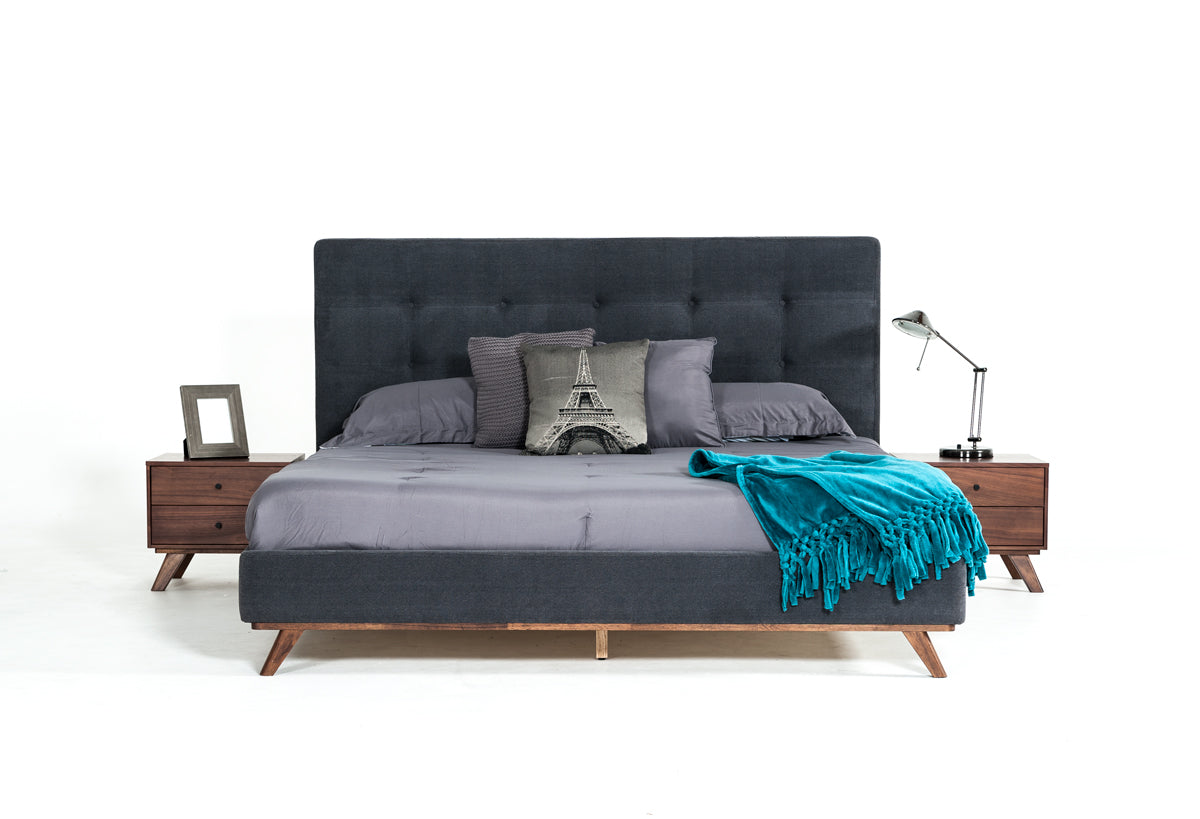 VIG Furniture Modrest Addison Midcentury Grey Walnut Bedroom Set