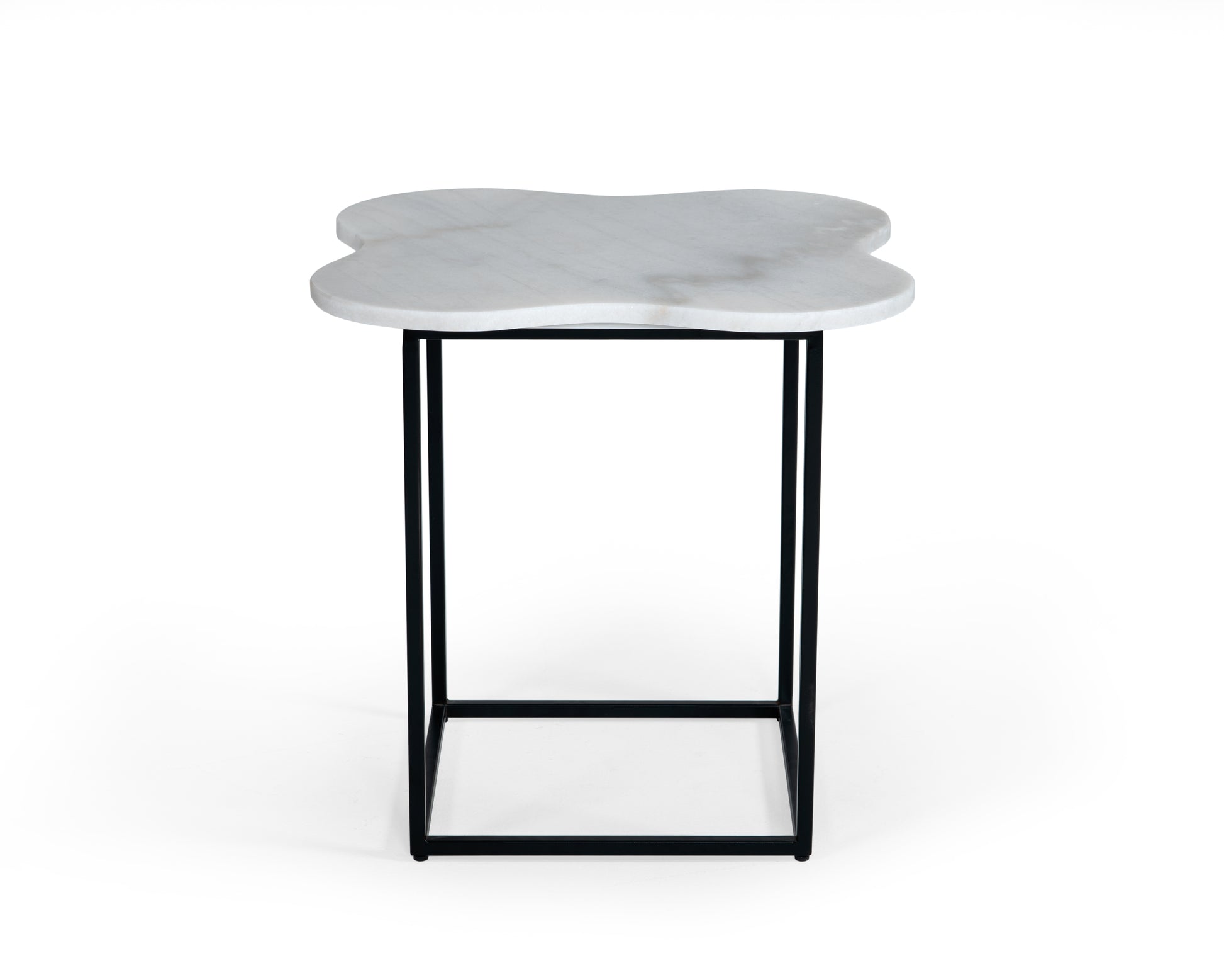 VIG Furniture Modrest Aleidy White Marble Black Metal End Table