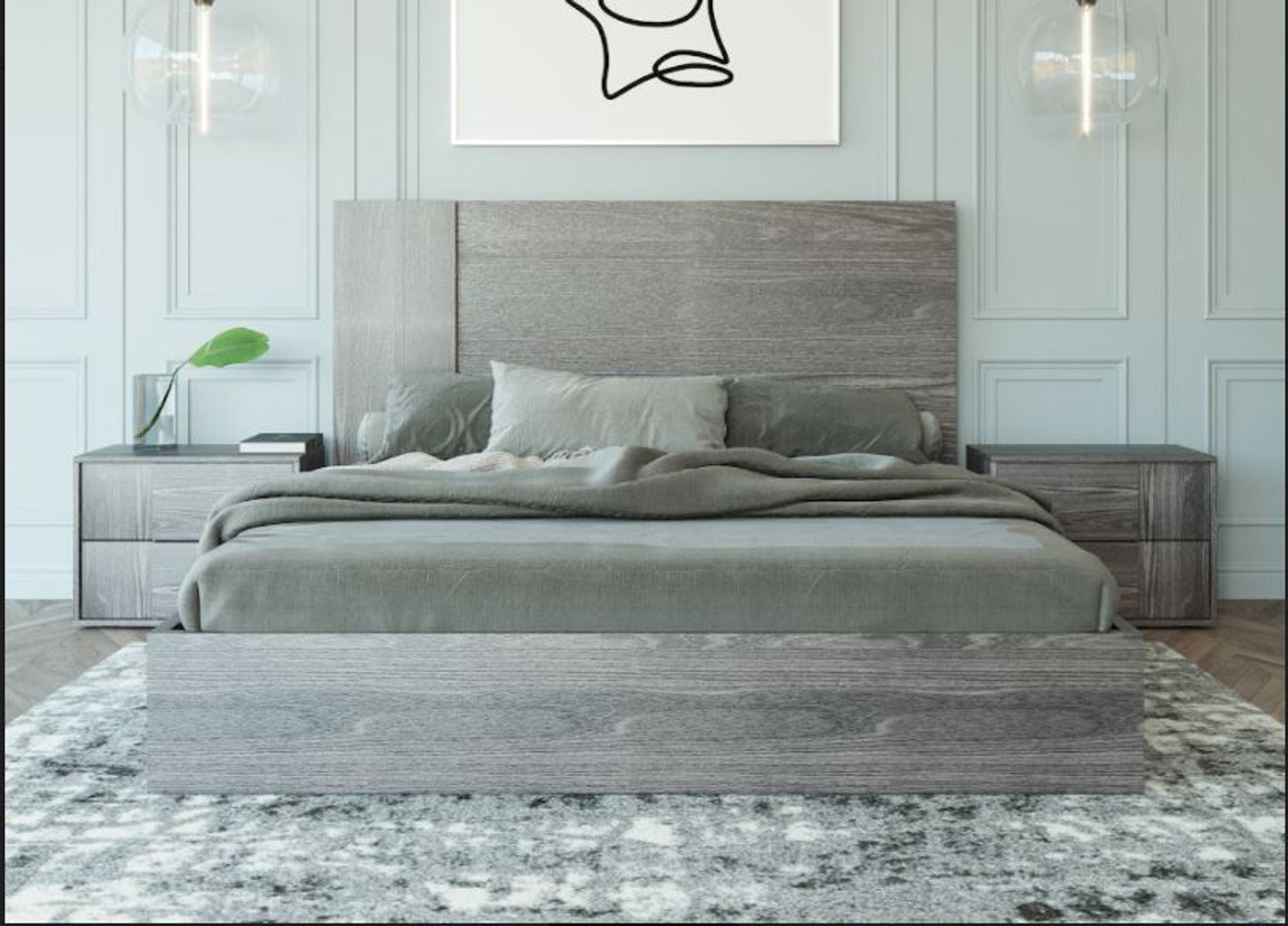 VIG Furniture Nova Domus Asus Italian Elm Grey Bed