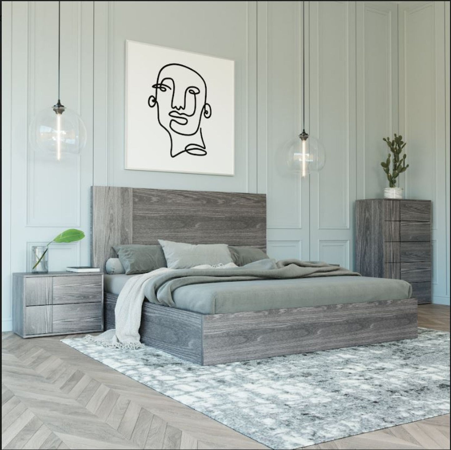 VIG Furniture Nova Domus Asus Italian Elm Grey Bed