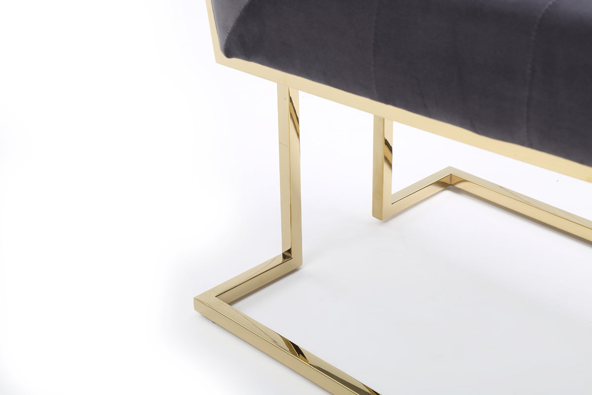 VIG Furniture Modrest Legend Grey Fabric Gold Dining Chair Set of 2