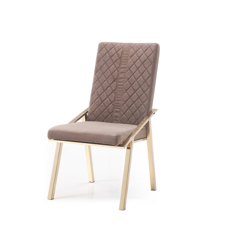 VIG Furniture Modrest Acton Brown Velvet Gold Dining Chair Set of 2