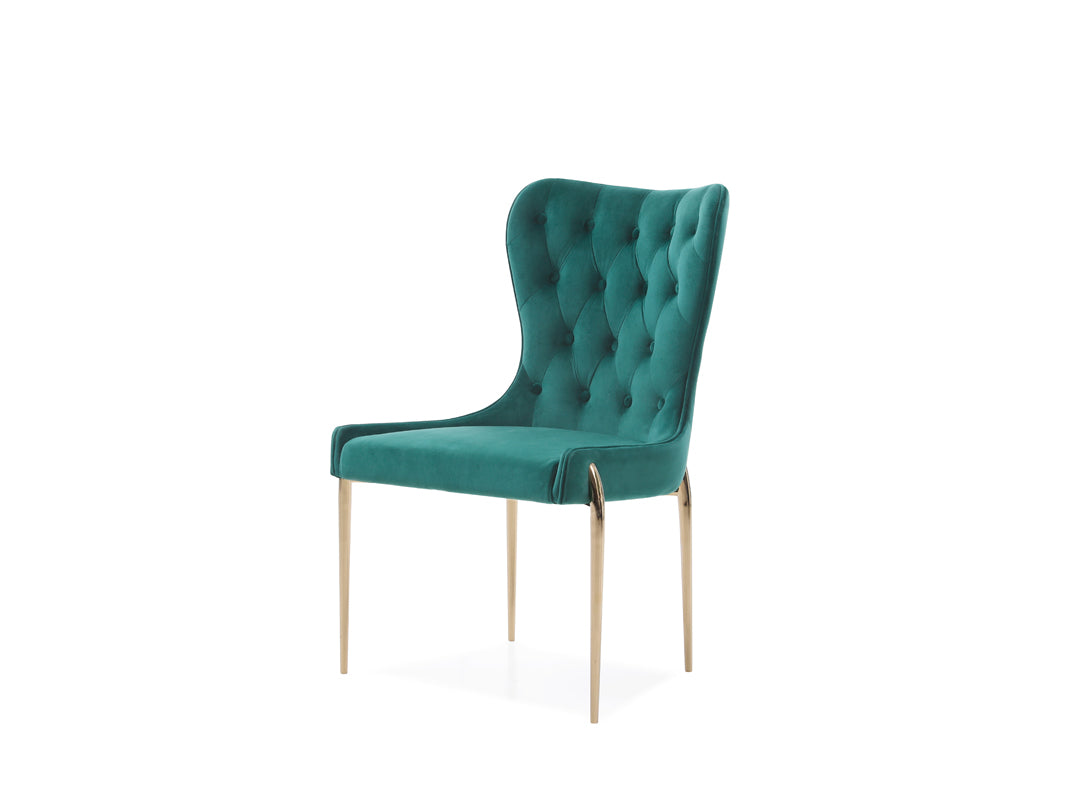 VIG Furniture Modrest Nigel Green Velvet Gold Dining Chair Set of 2