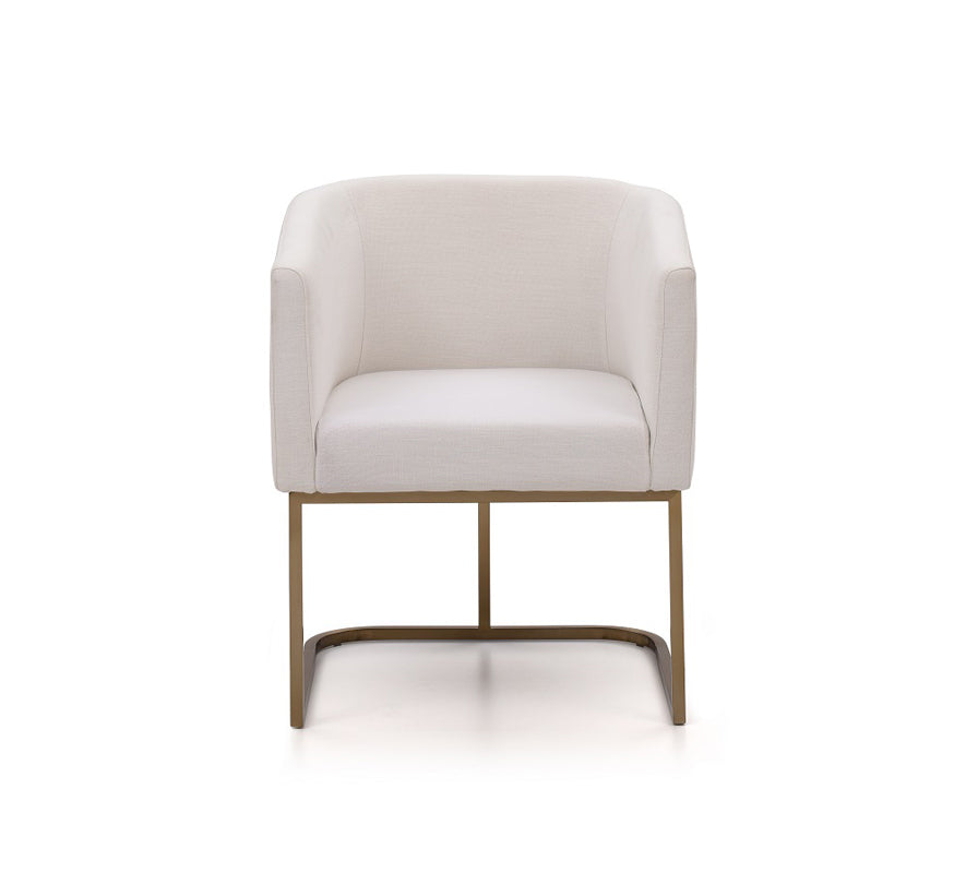 VIG Furniture Modrest Yukon White Fabric Antique Brass Dining Chair