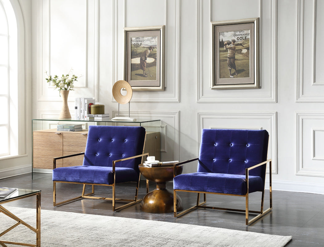VIG Furniture Modrest Samara Blue Gold Accent Chair