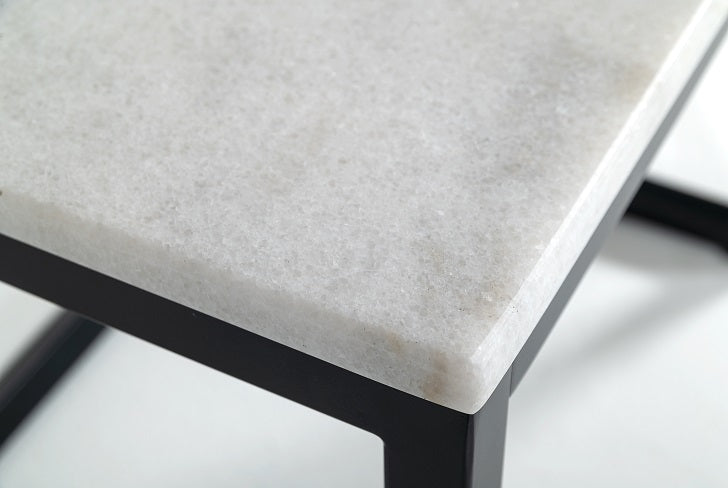 VIG Furniture Modrest Baca White Marble Black Metal End Table