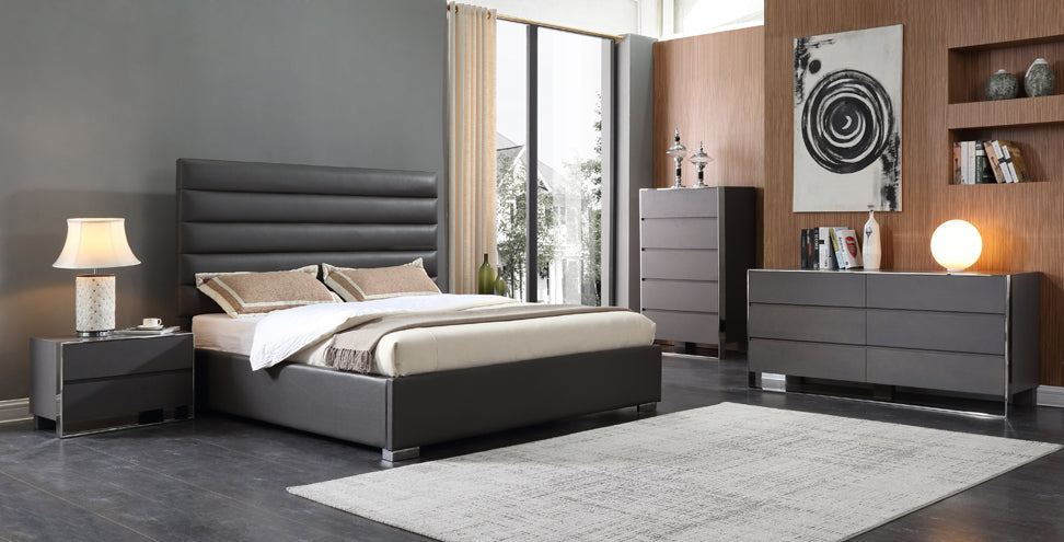 VIG Furniture Modrest Lucy Grey Leatherette Bed