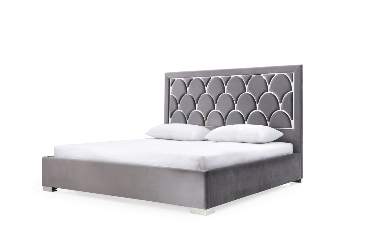VIG Furniture Modrest Audrey Grey Velvet Bed