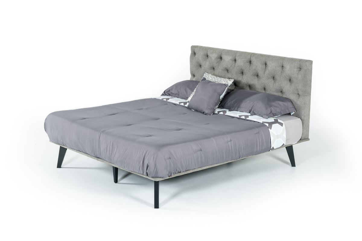 VIG Furniture Modrest Gibson Grey Fabric Super King 76" x 84" Bed