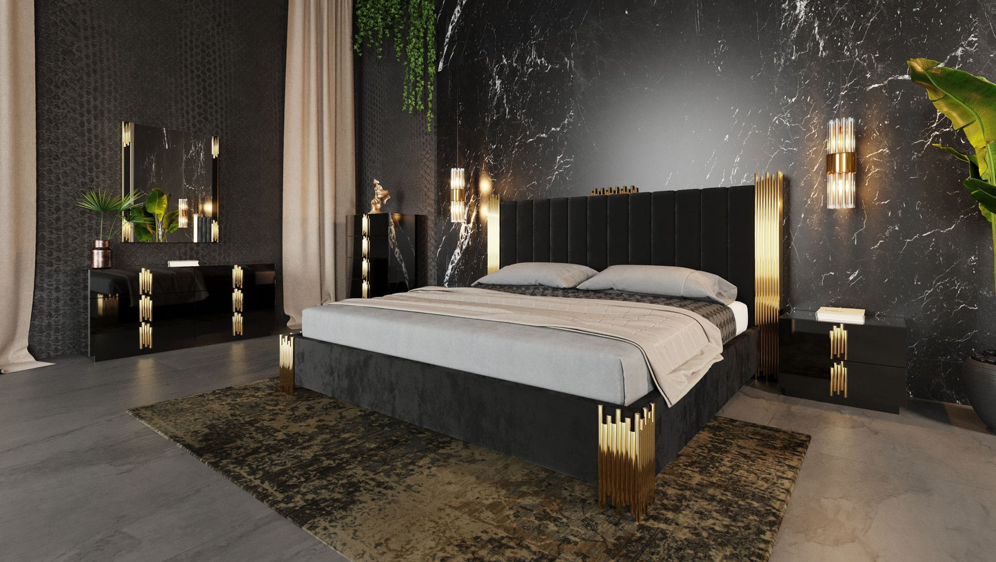 VIG Furniture Modrest Token Black Gold Bedroom Set