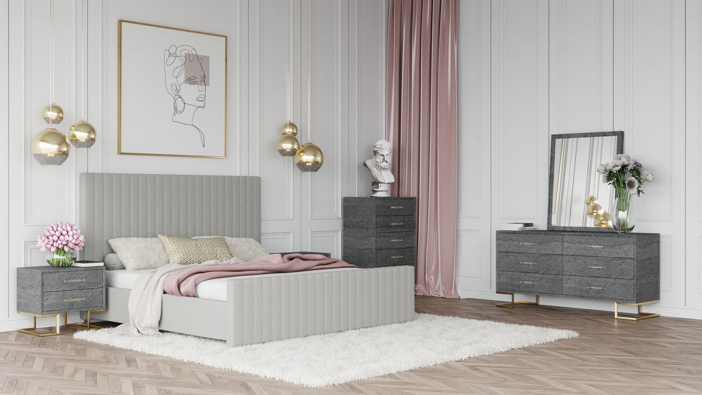 VIG Furniture Modrest Beverly Grey Velvet Bed