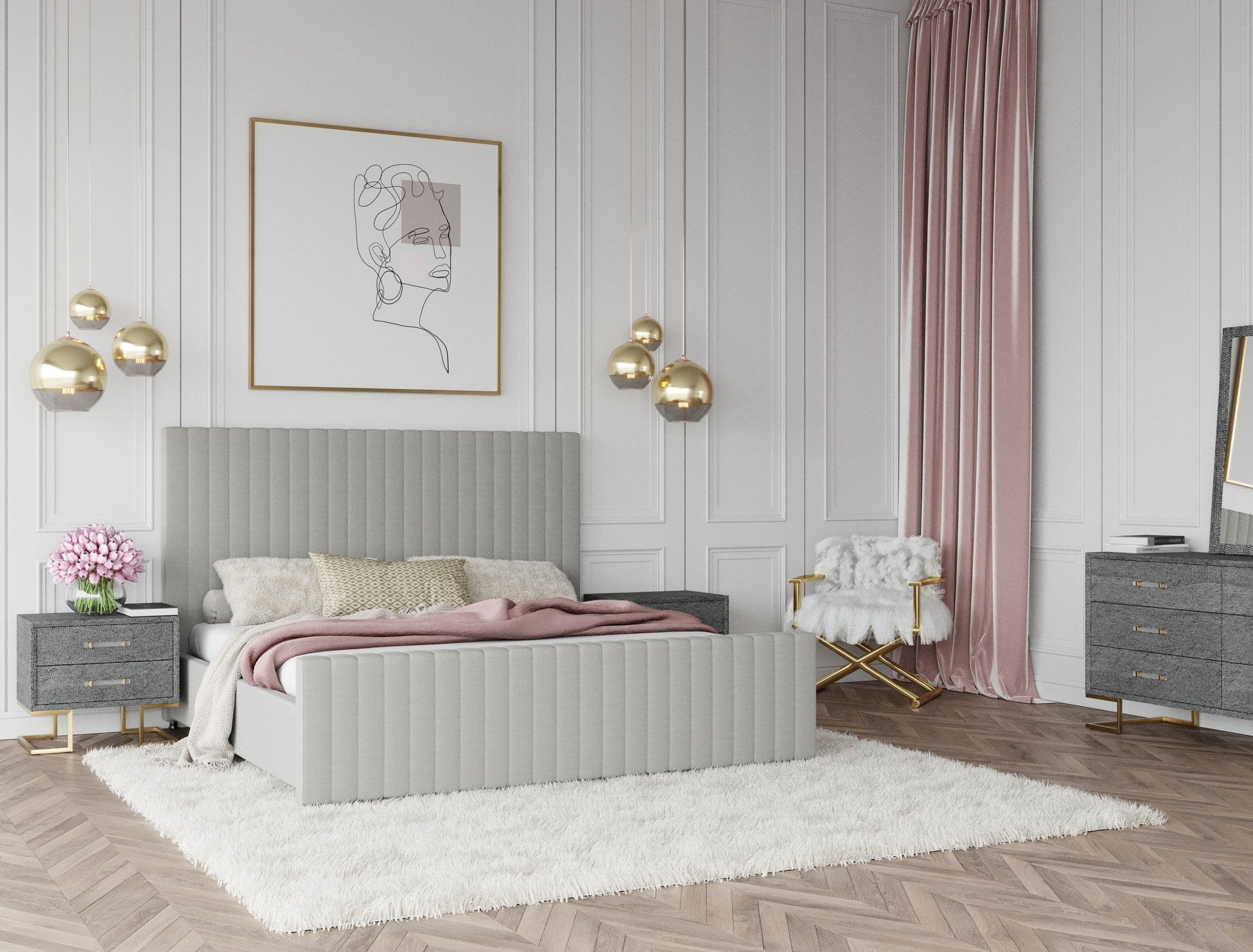 VIG Furniture Modrest Beverly Grey Velvet Bed