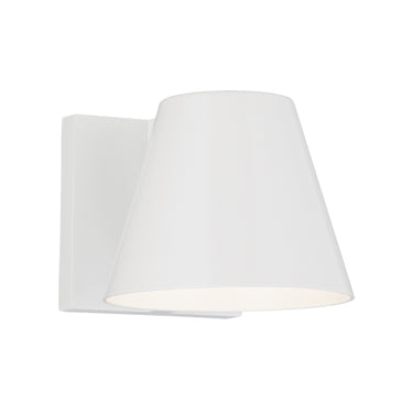 Visual Comfort Bowman 4 outdoor wall sconce with integrated LED, white finish, for residential and commercial exteriors