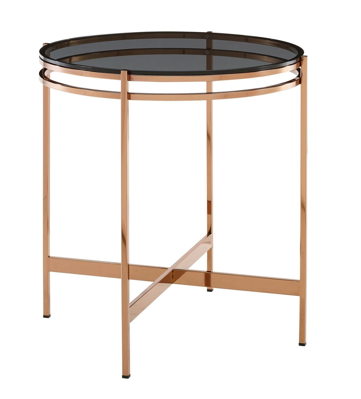 VIG Furniture Modrest Bradford Smoked Glass Rosegold Small End Table
