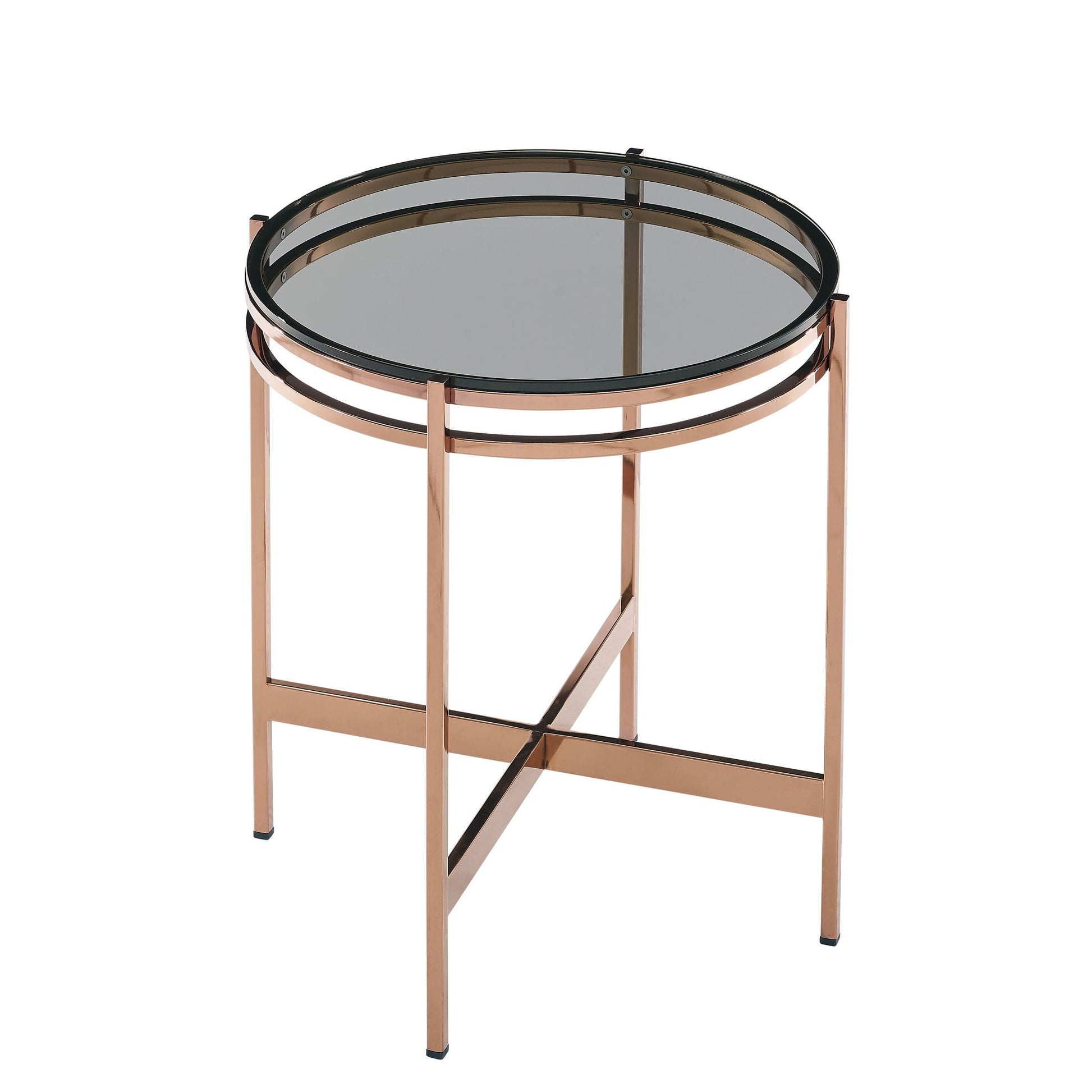 VIG Furniture Modrest Bradford Smoked Glass Rosegold Small End Table