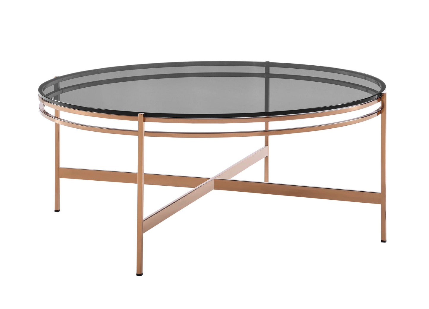 VIG Furniture Modrest Bradford Smoked Glass Rosegold Coffee Table