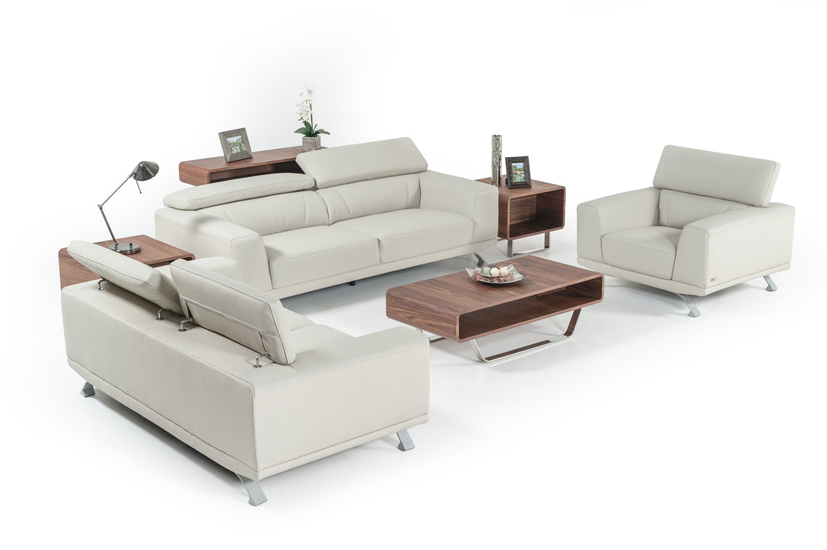 VIG Furniture Divani Casa Brustle Light Grey Leather Sofa Set