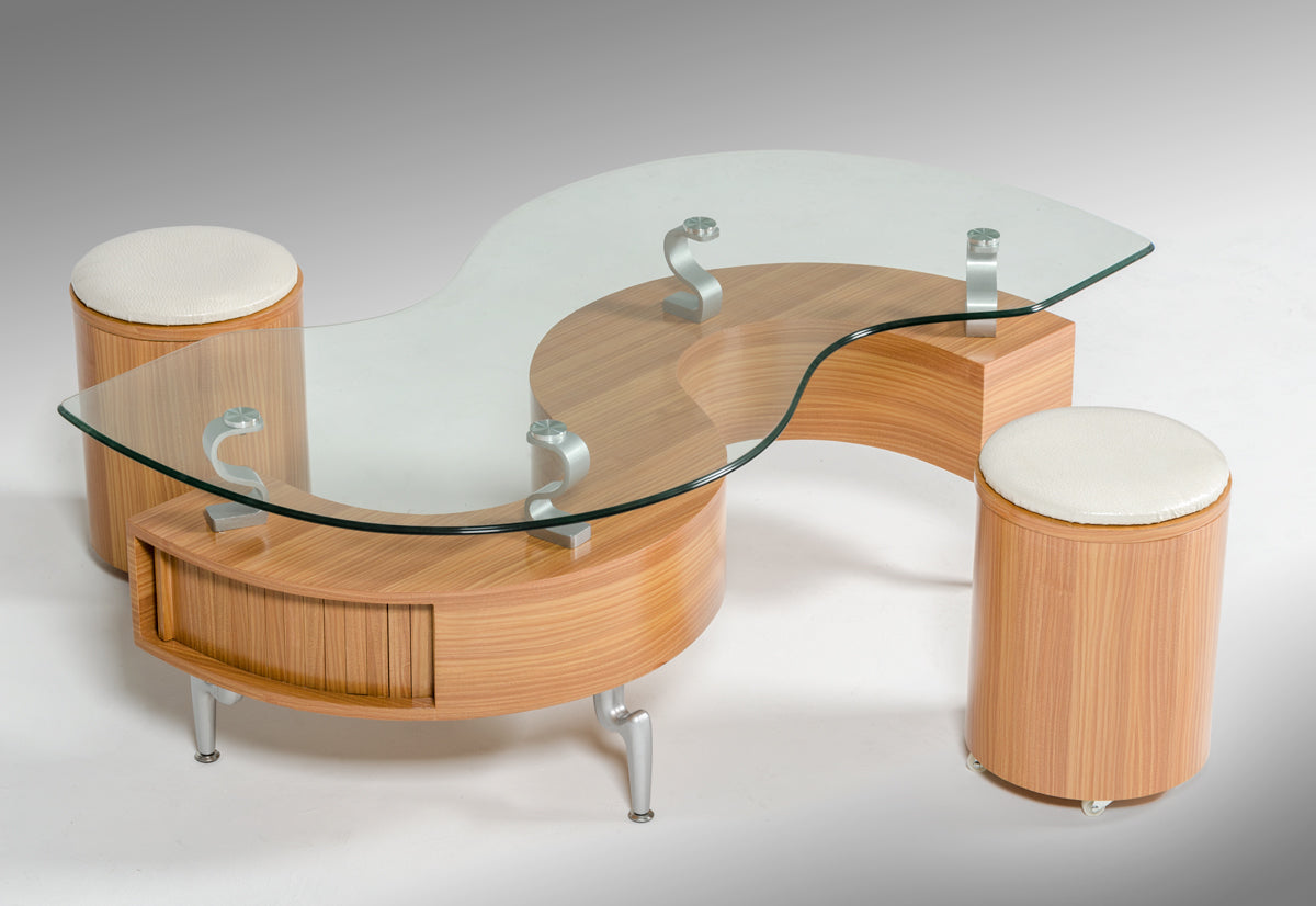 VIG Furniture Modrest C200 S Shaped Coffee Table 2 Poufs