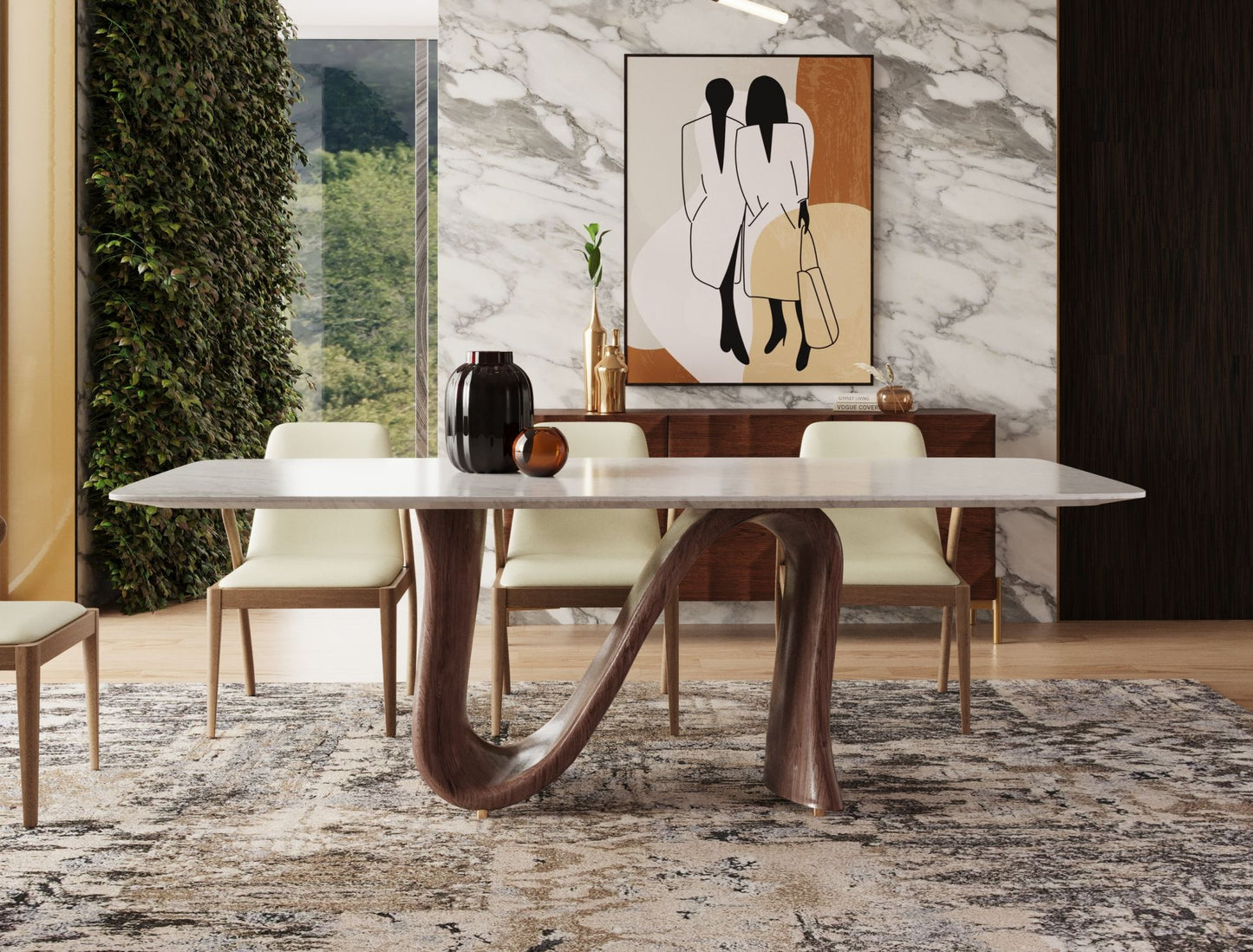 VIG Furniture Modrest Carrizo Walnut Marble Dining Table