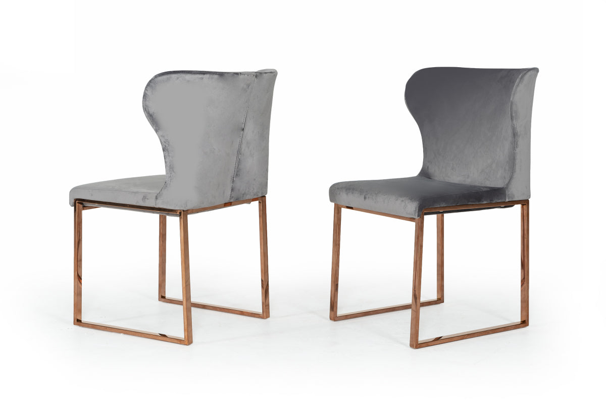 VIG Furniture Modrest Chadwick Grey Velvet Rosegold Dining Chair