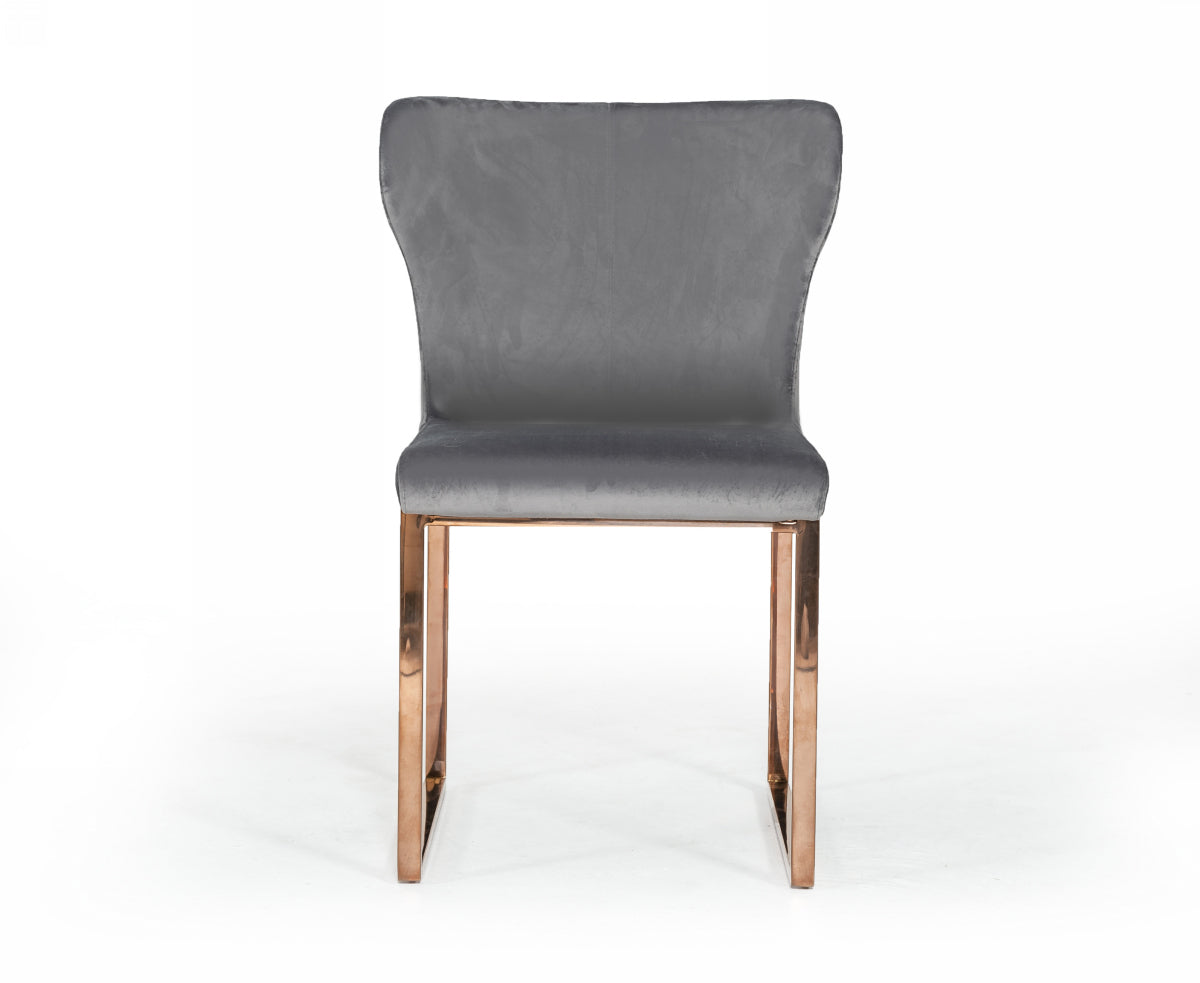 VIG Furniture Modrest Chadwick Grey Velvet Rosegold Dining Chair