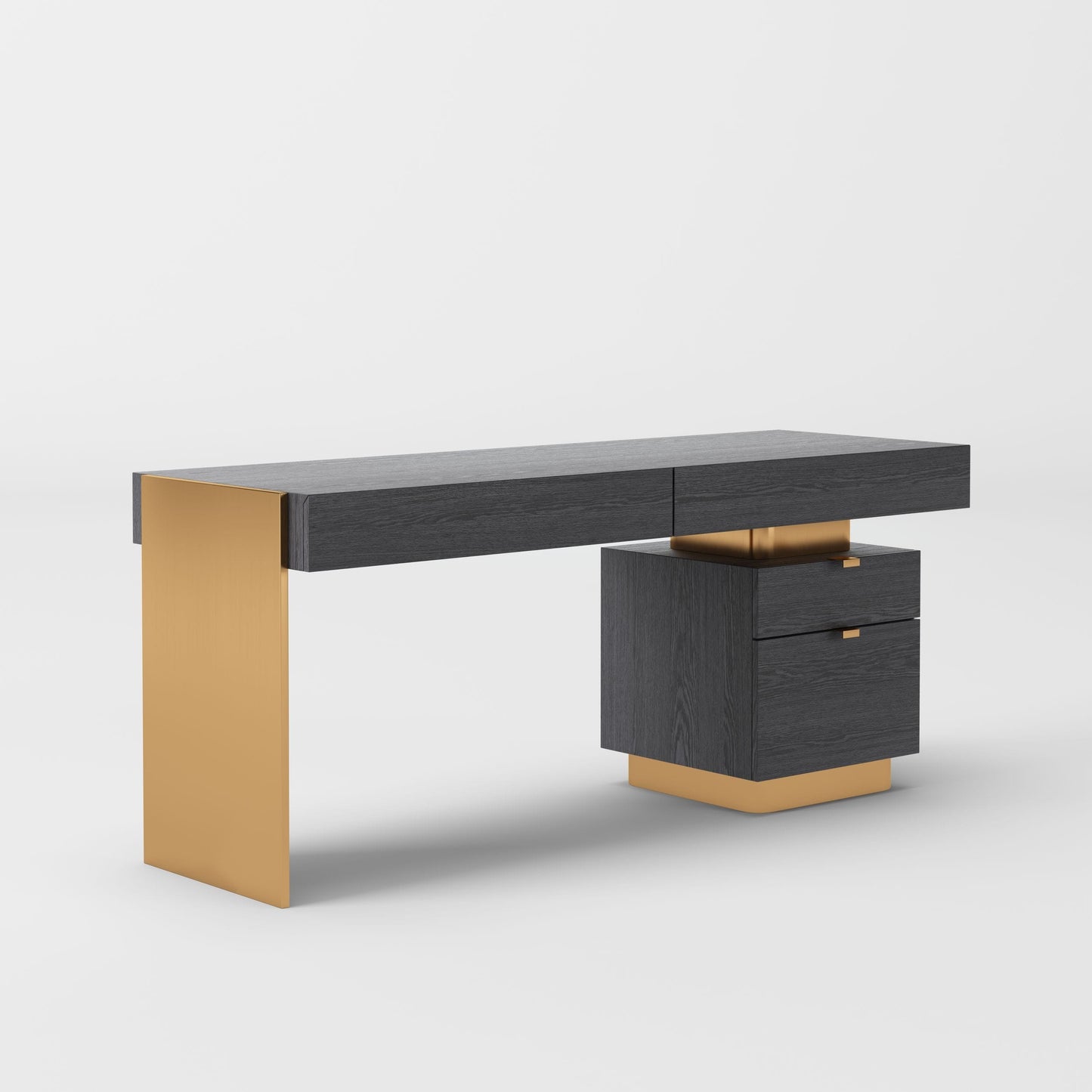VIG Furniture Modrest Trahan Grey Elm Gold Office Desk