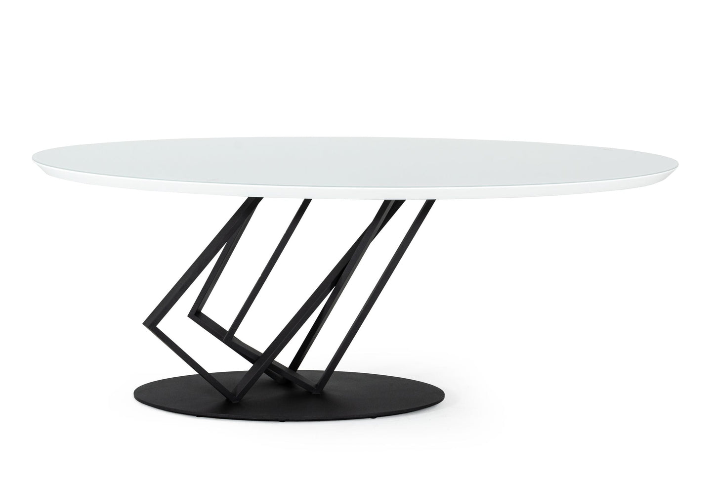 VIG Furniture Modrest Corbett High Gloss White Frosted Glass Dining Table