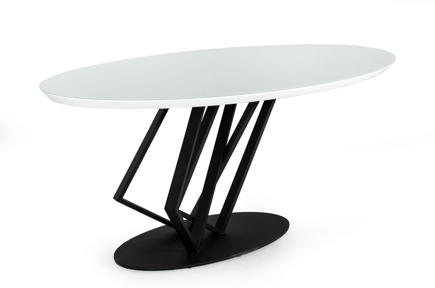 VIG Furniture Modrest Corbett High Gloss White Frosted Glass Dining Table