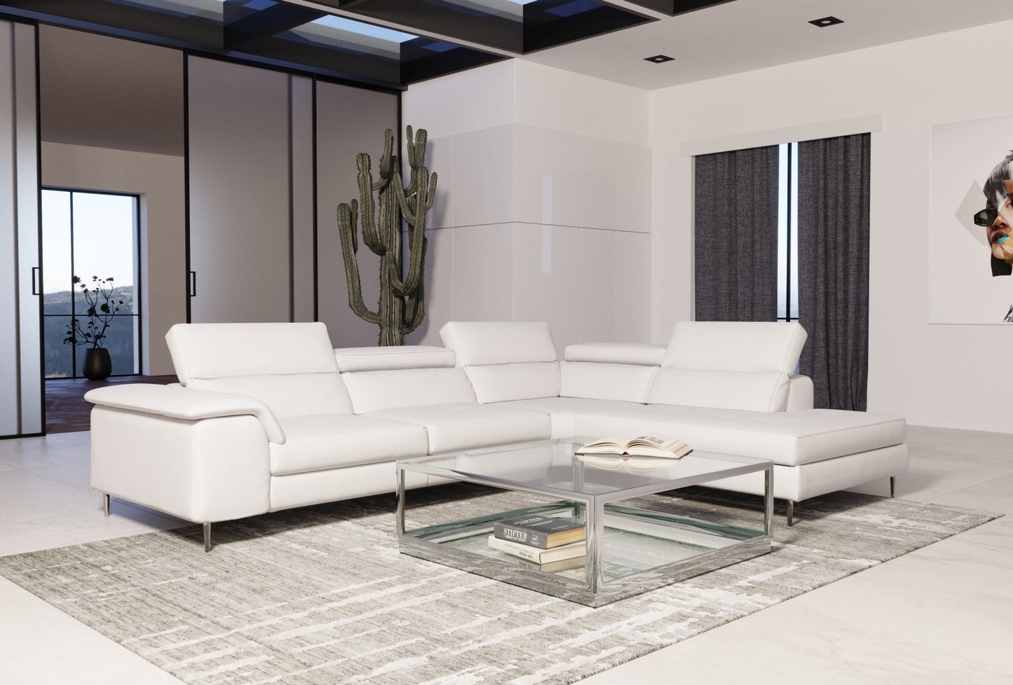 VIG Furniture Coronelli Viola Italian White Leather Right Sectional Sofa