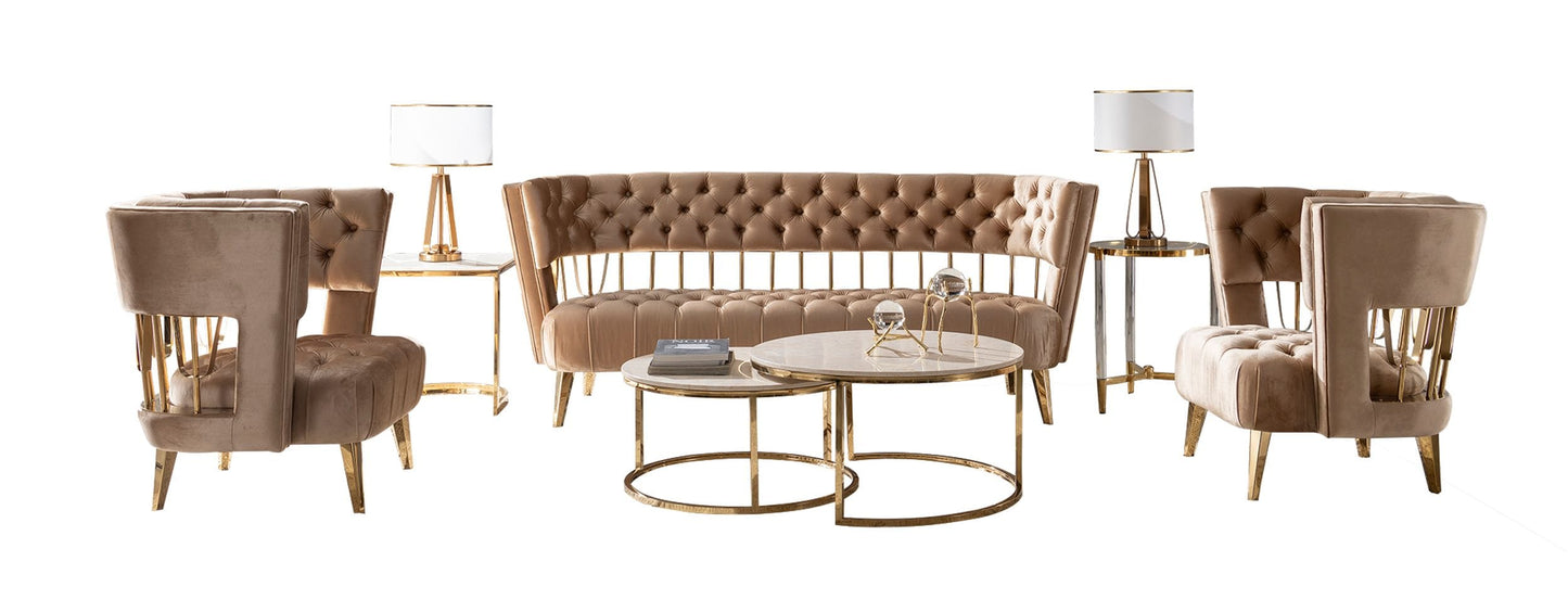 VIG Furniture Divani Casa Courtney Beige Gold Fabric Sofa