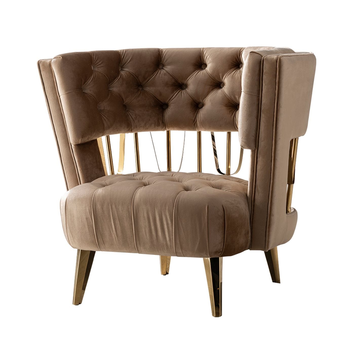 VIG Furniture Divani Casa Courtney Beige Gold Fabric Lounge Chair