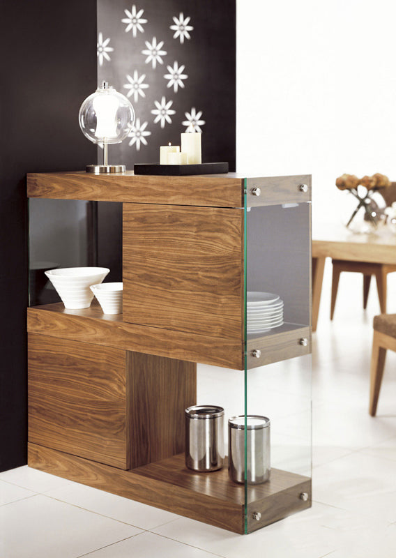 VIG Furniture Modrest Aura Walnut Glass Square Cabinet