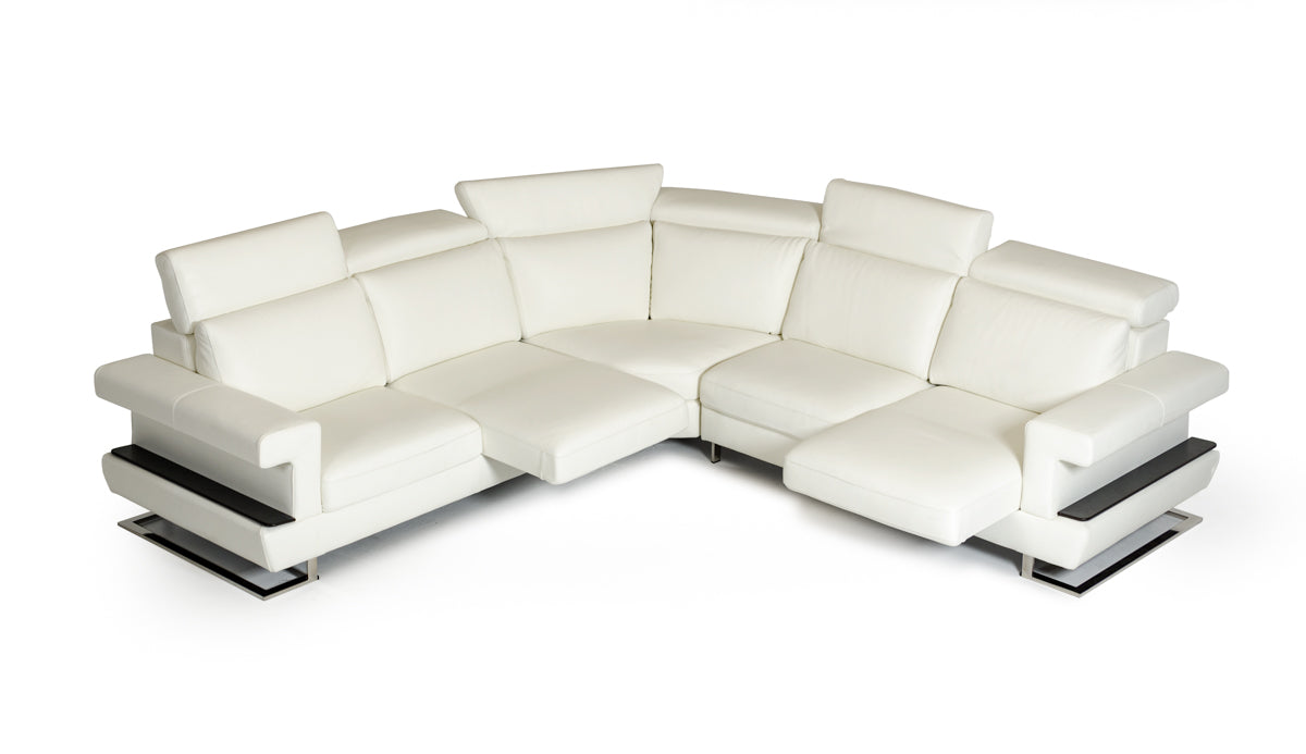 VIG Furniture Estro Salotti Crosby Italian White Leather Sectional Sofa