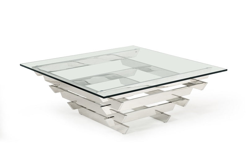 VIG Furniture Modrest Upton Square Glass Coffee Table
