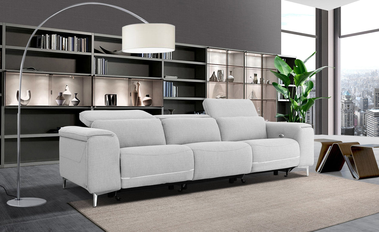 VIG Furniture Divani Casa Cyprus Grey Fabric Sofa Electric Recliners
