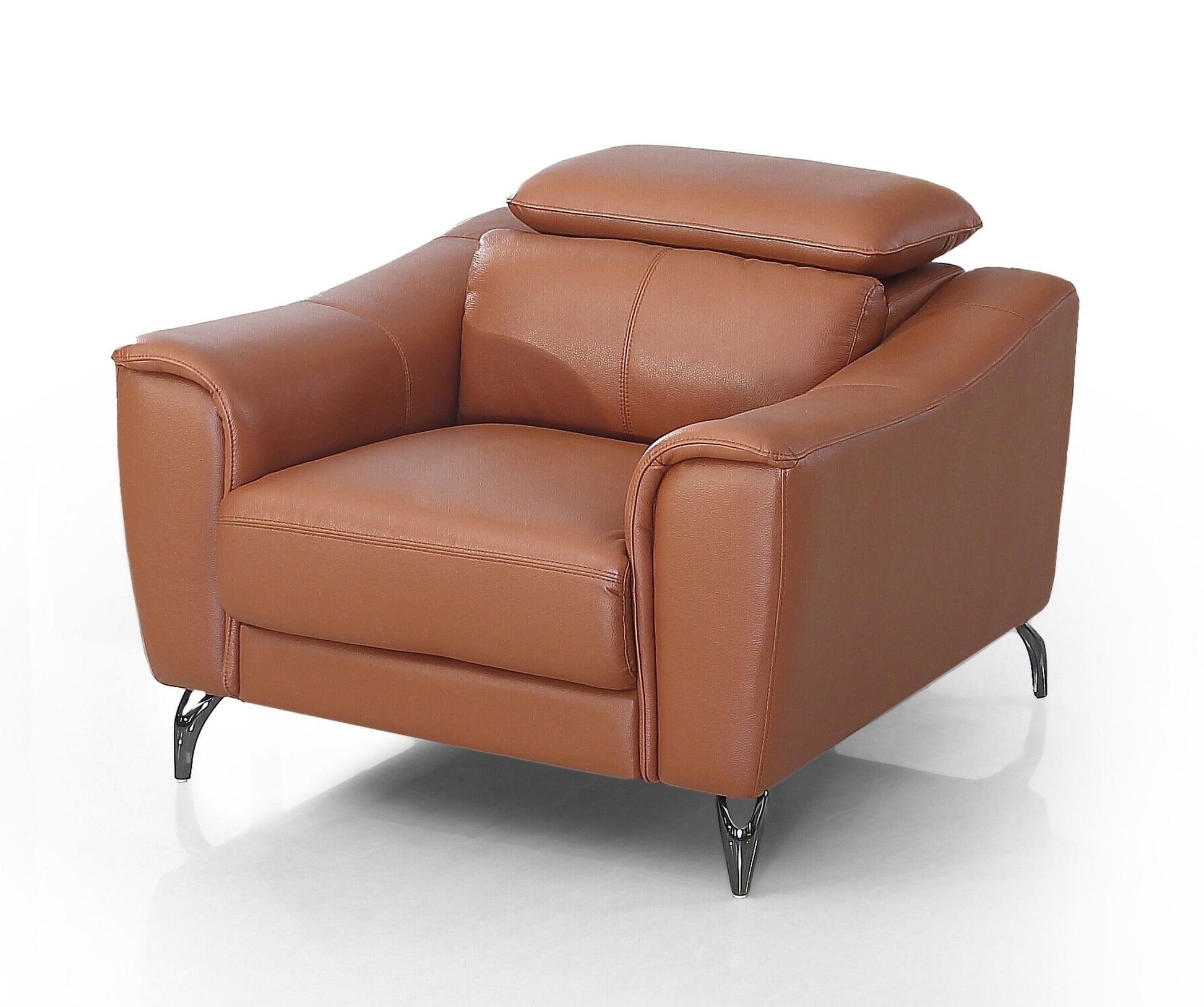VIG Furniture Divani Casa Danis Cognac Leather Brown Chair