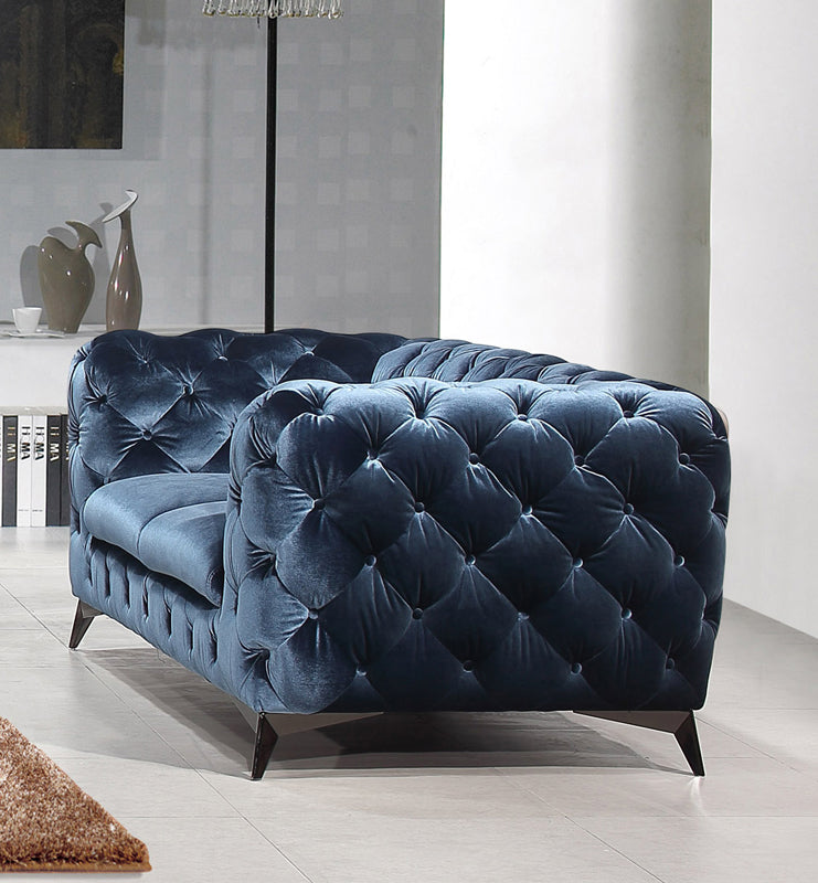 VIG Furniture Divani Casa Delilah Blue Fabric Loveseat