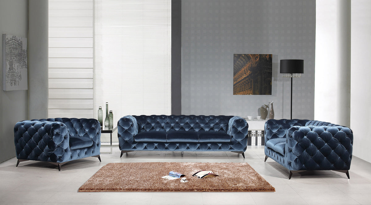 VIG Furniture Divani Casa Delilah Blue Fabric Loveseat